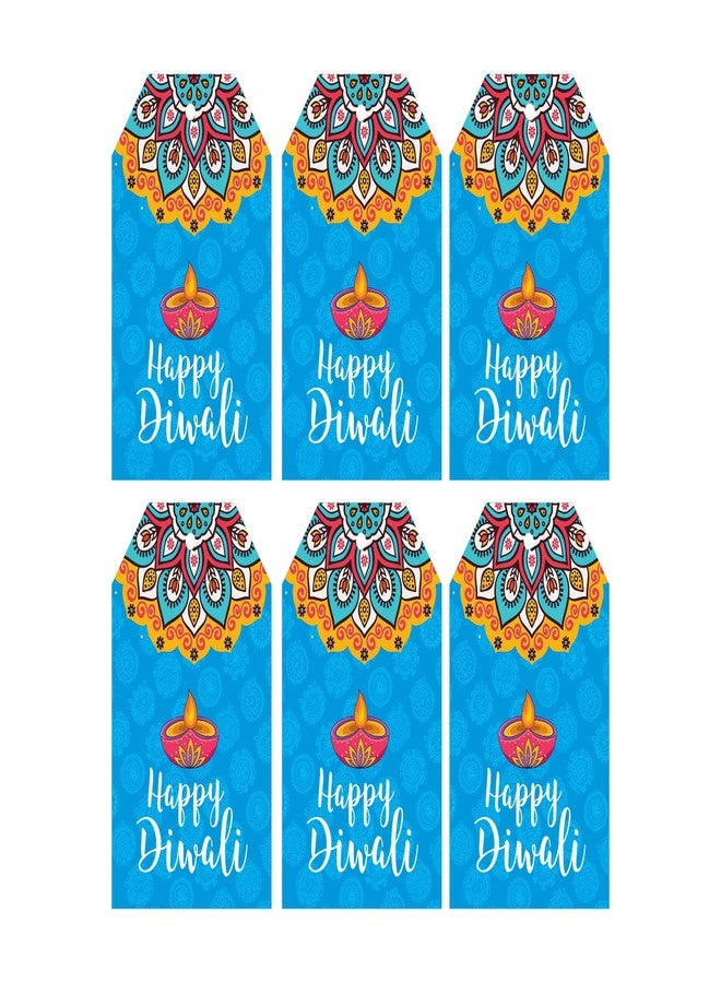 SVM CRAFT بطاقة هدايا عيد ديوالي السعيد من إس في إم كرافت®، زينة ديوالي ملونة باللون الأزرق السماوي - 50 قطعة - Image 1